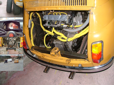 Fiat with motorcycle engine installed